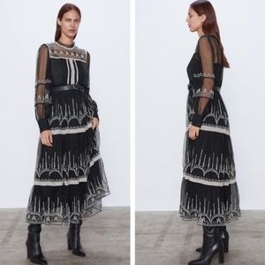 Brand new Zara Tulle Embroided Dress